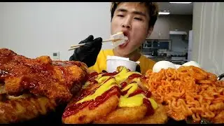 꽃돼지 라볶이 허쉬튀김 피카츄돈까스 대왕소세지 두부 삶은계란 스팸구이 한식먹방[korean food]mukbang Eating show