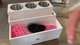 Harzen Brothers Bamboo Hair Tool Organizer &ndash; Blow Dryer Holder & Bathroom Countertop Vanity Caddy