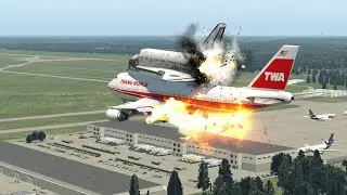 Extremely Heavy B747 Space Shuttle Aircraft Landing [XP11]