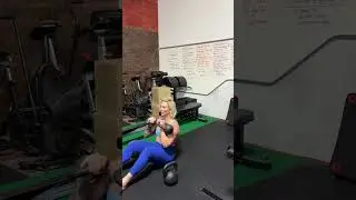Dual bell sit up to overhead press #kettlebell #core