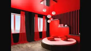 Stylish Black And Red Curtains For Living Room