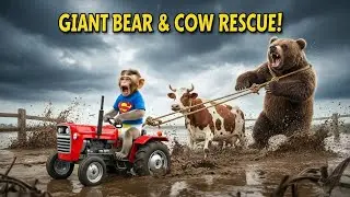 100% Rescue Mission Monkey + Cow Teamwork Saves the Cart 🐒🤝🐄🛒  IZI MONKEY FARM