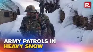 J&K: Indian Army Patrols in Heavy Snow At Higher Reaches In Kishtwar