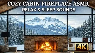 4K Cozy Cabin Fireplace Ambience (3 Hours) | No Music | Winter Background for Sleep & Study