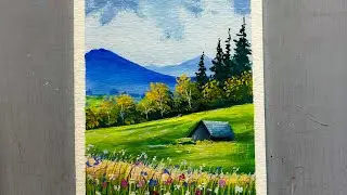 Painting Lush Green Grass & Wildflowers (Small Format Gouache Color)