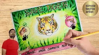 Save Tiger poster drawing / International Tiger Day 29 July drawing/ Save Tiger Save Wildlife poster