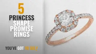 10 Best Princess Shape Promise Rings: 1.6ct Princess Cut Pave Halo Bridal Engagement Promise