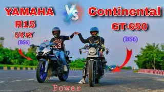 Continental gt 650 vs Vs Yamaha R15 V4M Drag Race