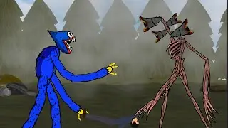 Huggy Wuggy Poppy Playtime vs Siren Head - Drawing Cartoons 2 Animation