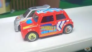 Hot Wheels car racing on a DIY track