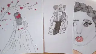Beautiful 3 three girls drawing pincil easy drawing step by step for beginners tutorial 