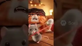 Cat & Mouse Yarn Chaos 🧶😂 | 3D Animation Short #3Danimation #CatAndMouse  #animalshorts #funny