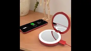 Portable HD Round LED Makeup Mirror, USB Rechargeable Cosmetic Beauty Travel Tool