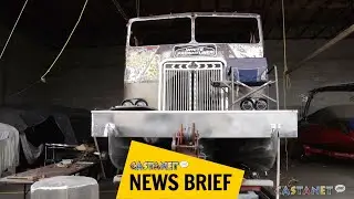 Truck into pontoon boat