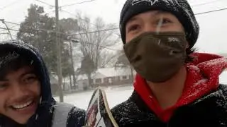 Walking home in the snow with the boys