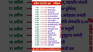 April Calendar 2025 | अप्रैल कैलेंडर | 2025 Calendar | april Festival list