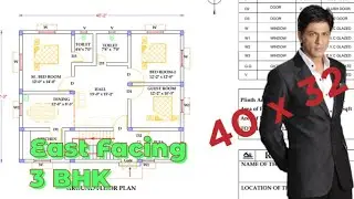 40 x 32 East Facing 3 BHK House Plan. #rkhomeplan