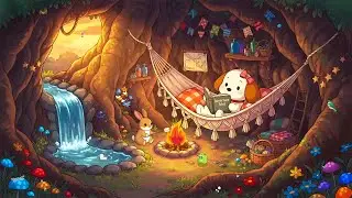 Dreamy Treehouse Vibe 🐶 Lofi Puppy Beats to Study & Rest 🪵 Crackling Fire & Waterfall Sounds