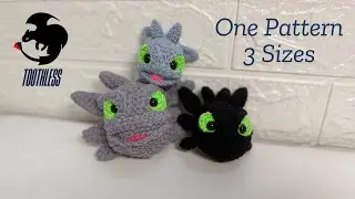 Auntie Nat&rsquo;s Crochet - The Head Of Toothless The Dragon - 1 Pattern, 3 Sizes (Part 2 / 3)