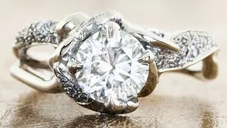 Sculptural Nature Inspired Split Pav&eacute; 1.5 Carat Round Diamond Engagement Ring - Sundara