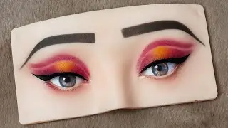 How to create a stunning sunset eye look | professional eyeshadow blending cut crease & winged liner