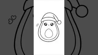 Draw a cute Chrismas Avocado With Santa Hat | Draw Christmas Avocado 🥑 😋 | Holiday Drawings #shorts