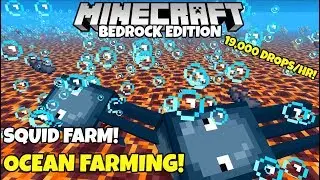 Minecraft Bedrock: Squid Farm Tutorial! 19,000 Drops/Hour! Oceanic Mob Farm