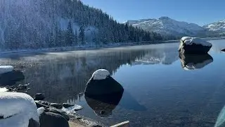 Donner lake, winter has arrived. Sunrise & sunset 
