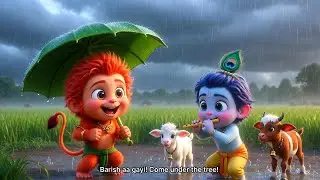 Choti Choti Gaiya 🐄 | Cute Cow Farm Song | Fluffy Hanuman & Krishna Kids Rhyme 🌈