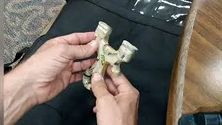 Slingshot made of paper mache covered cardboard