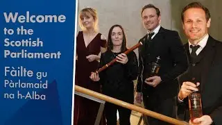 Sam Heughan Wearing Kilt for Scottish Parliament Session