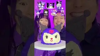 Purple Emoji Food Challenge ASMR 🥵bubble tea 🧋boba #asmr #mukbang #kuromi #sanrio