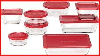 Anchor Hocking Classic Glass Food Storage Containers with Lids, Red, 16-Piece Set