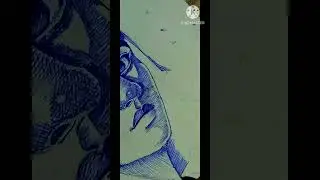 drawing using only blue ball pen #ball pen sketch #shorts