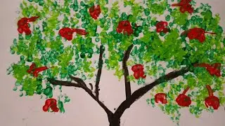 Tree with cotton ear buds/easy/apple trees (like share and subscribe 🥳)