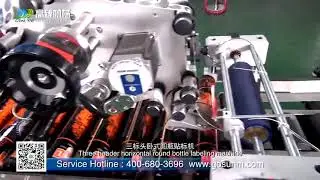 Horizontal pipe tube vial bottle labeling machine three label applicator -Judy