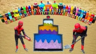 How to make Rainbow Birthday Cake with Orbeez, Giant Sprite, Fanta, Mirinda, Coca Cola & Mentos&rlm;17
