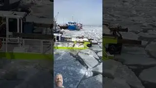Ice breaking #ocean #construction #ship #excavator #marineservices #shipship