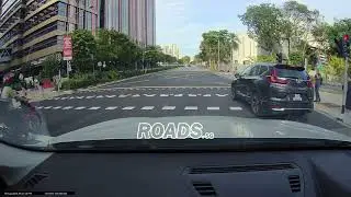 #SND6075 impatient driver inching forward at red light, eating into pedestrian path