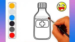 How to Draw and Coloring a Medical Bottle Step by Step | Easy Drawing | Drawing and Coloring