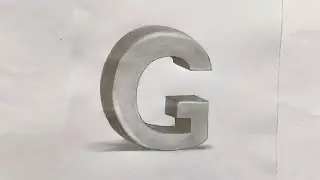 رسم حرف G ثلاثي الأبعاد 3d letter drawing - G