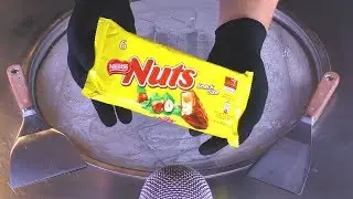 ASMR - Nuts Ice Cream Rolls | oddly satisfying Chocolate Bar rolled fried Ice Cream - loud ASMR Food