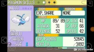 Swablu evolution to Altaria Pokemon Ruby/Sapphire/Emerald