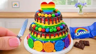 Mini Rainbow OREO Cake Recipe 🌈 How to Make Mini Cake Decorating and ASMR