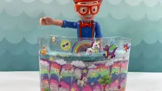 Blippi builds a Rainbow Sandland for his friend the unicorn 🦄