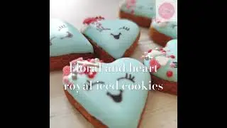 Floral and heart royal iced cookies