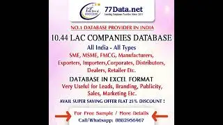Get the List of 10.44 Lac Companies Database - All India / All Industries