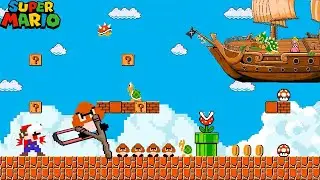 Super Mario Bros, but Mario Didn't Shoot Bowser Giant Ship!