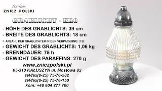 Das Grablicht liefern wir inklusive Kerze. Glas Grablampe mit Ornamenten.