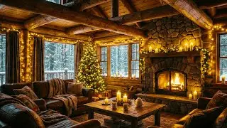 Cozy Christmas Ambience 🎄 Soft Snow & Warm Fireplace &bull; Peaceful Holiday Music